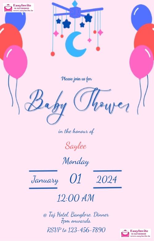 Designer Indian Baby Shower Digital Invitation - Invitation Card Template
