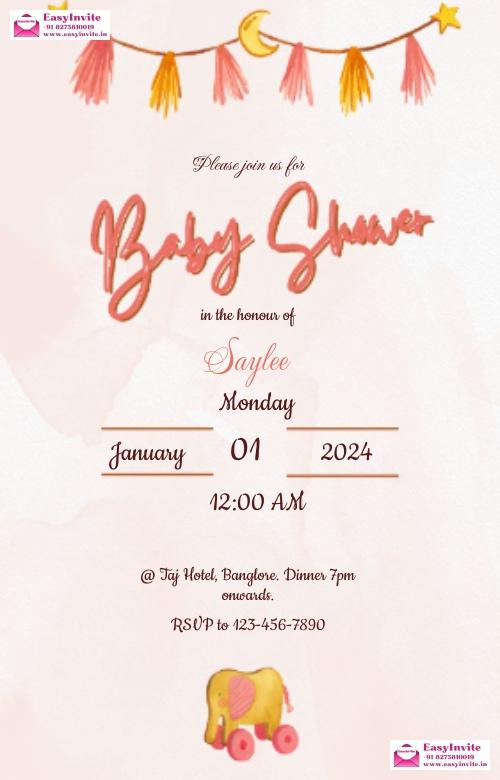 Stylish Godh Bharai E-Card Template Design - Invitation Card Template