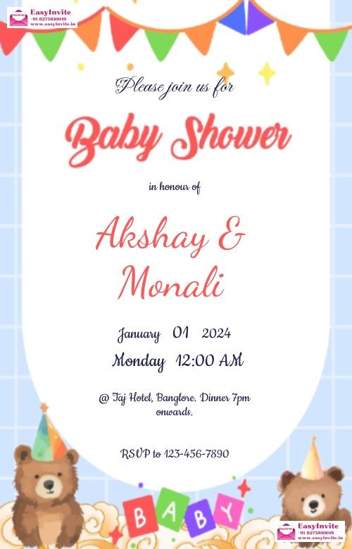 Classic Indian Baby Shower E-Invitation Template - Invitation Card Template