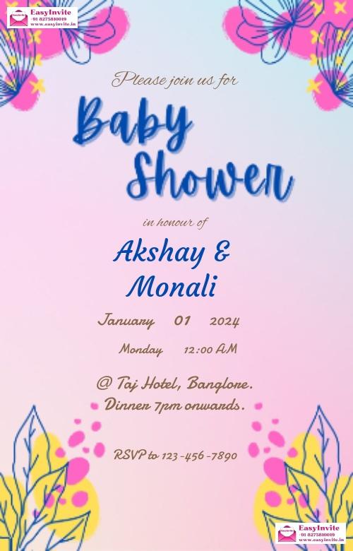 Modern Godh Bharai Celebration Card Design - Invitation Card Template