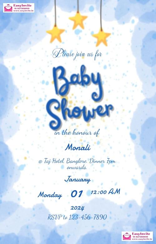Modern Godh Bharai Digital Invitation Card Template - english baby-shower invitation card template