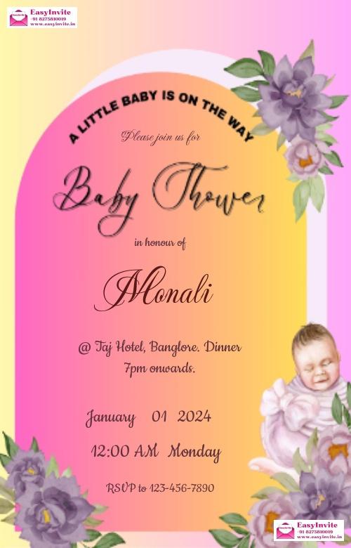 Trendy Godh Bharai E-Invitation Card Template - Invitation Card Template