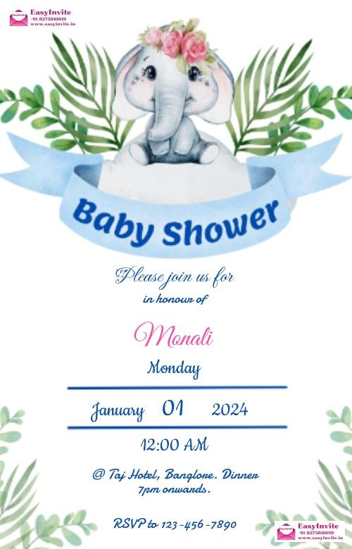Designer Indian Baby Shower Digital Template - Invitation Card Template