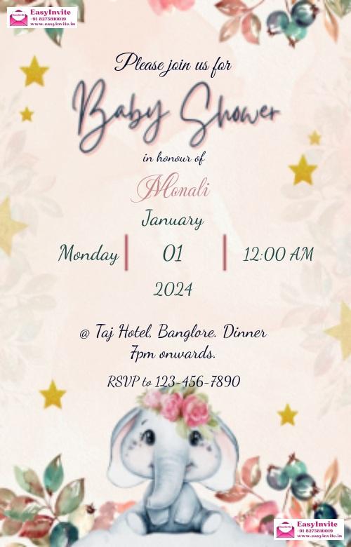 Premium Indian Baby Shower E-Card Design - Invitation Card Template