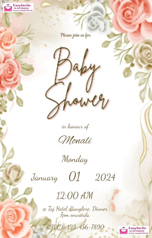 Luxurious Godh Bharai Digital Invitation Template - Invitation Card Template