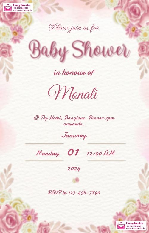 Modern Godh Bharai Digital Card Template - Invitation Card Template