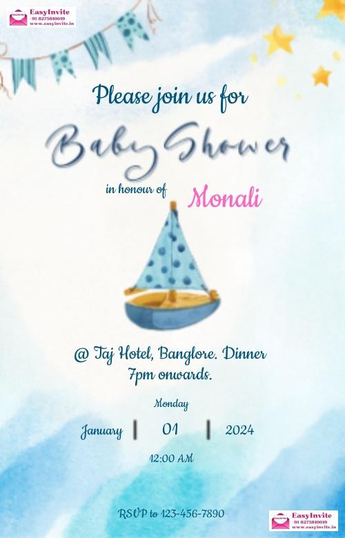 Designer Indian Baby Shower E-Invitation - Invitation Card Template