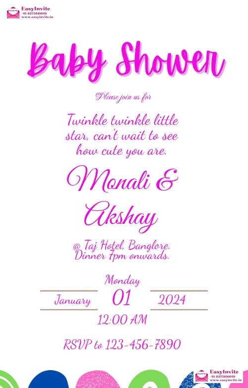 Elegant Baby Shower Card Design for Indian Celebrations - english baby-shower invitation card template