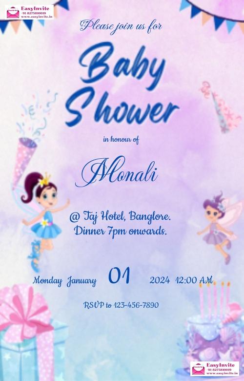 Modern Godh Bharai E-Card Design - Invitation Card Template