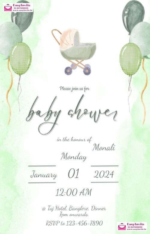 Customizable Godh Bharai Invitation Template with Indian Motifs - english baby-shower invitation card template
