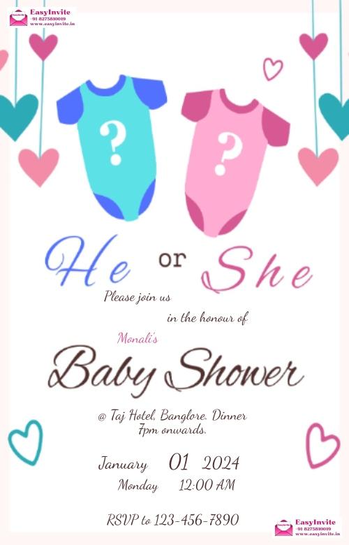 Modern Indian Baby Shower Invitation Card Design - english baby-shower invitation card template