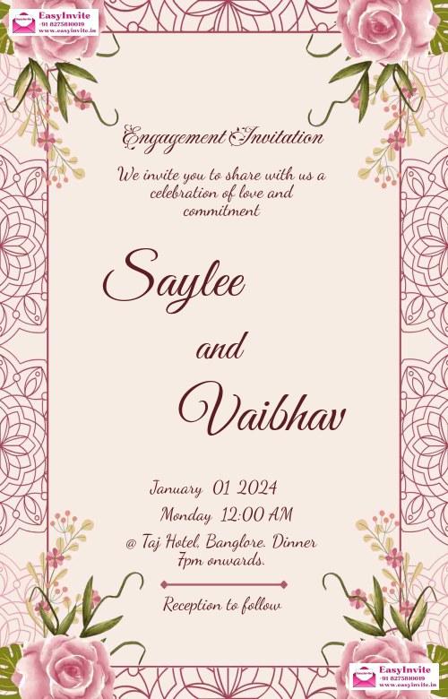 Modern Engagement Invitation Card - Free Customization - Invitation Card Template