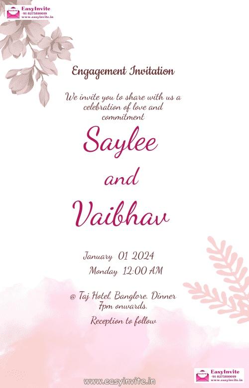 Elegant Engagement Invitation Card - Free Editing - Invitation Card Template