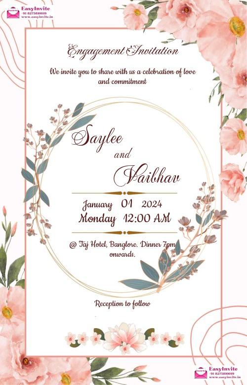 Vintage Engagement Invitation Card - Free Customization - Invitation Card Template
