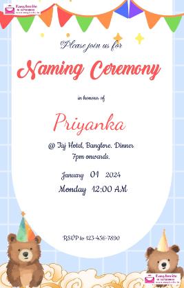 naming ceremony invitation card design online - Invitation Card Template