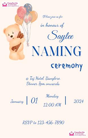 invitation card maker for naming ceremony - Invitation Card Template