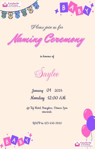 naming ceremony invitation card making online free - Invitation Card Template