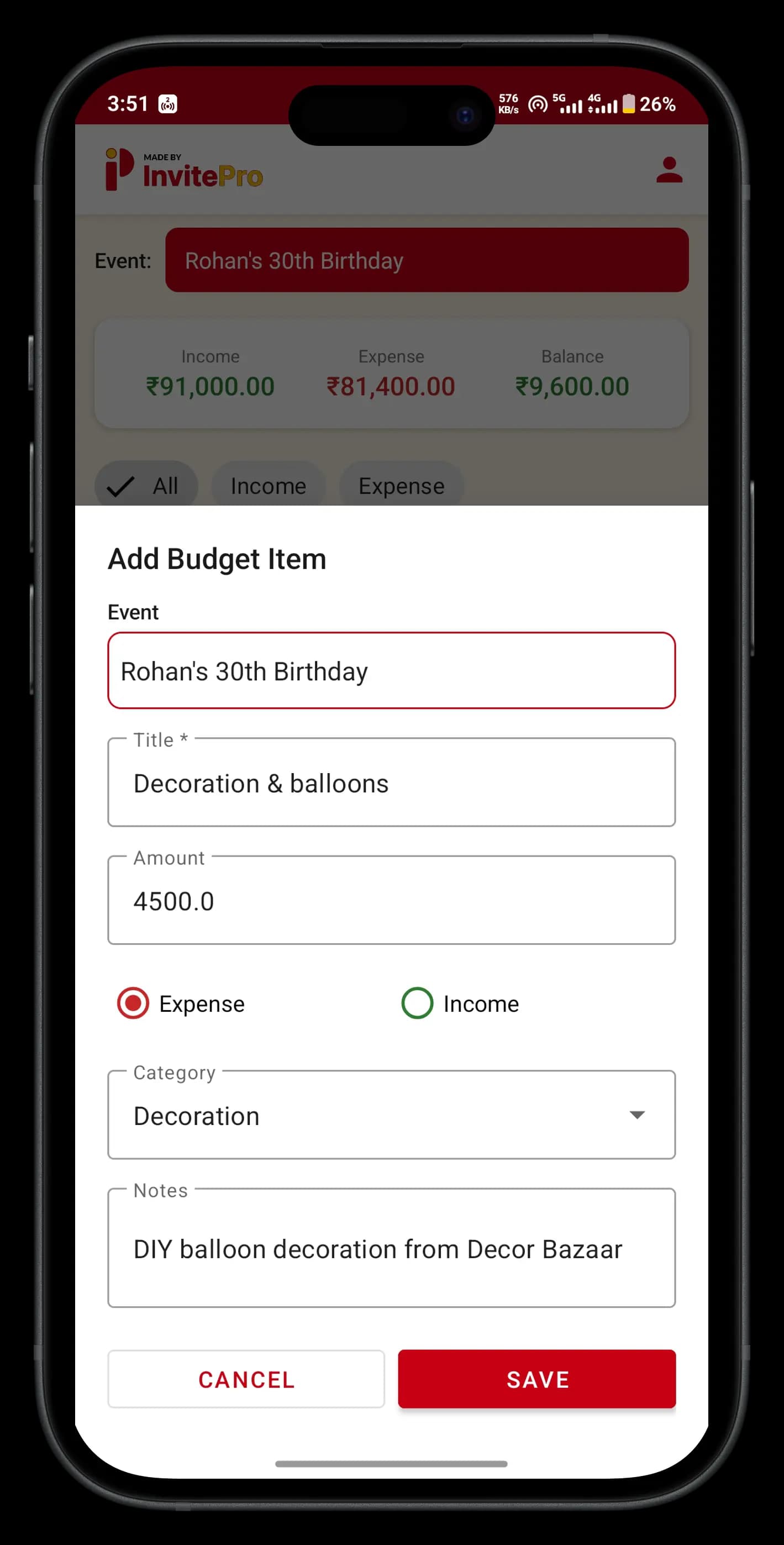 Add Budget