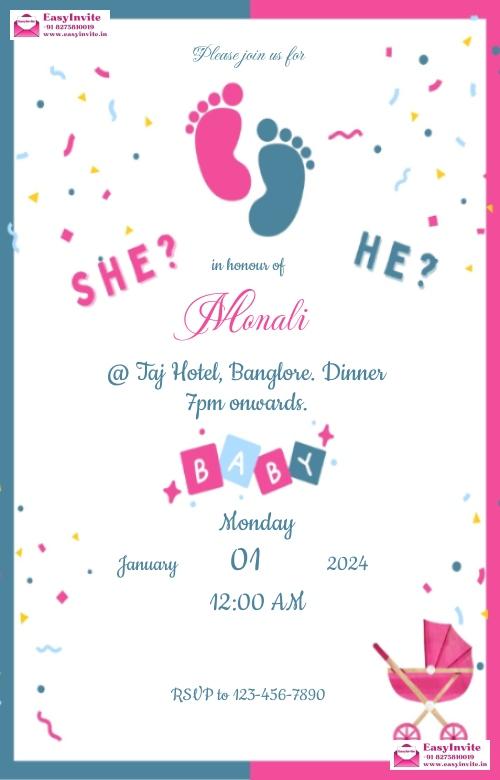 Elite Indian Baby Shower Card Design - Invitation Card Template