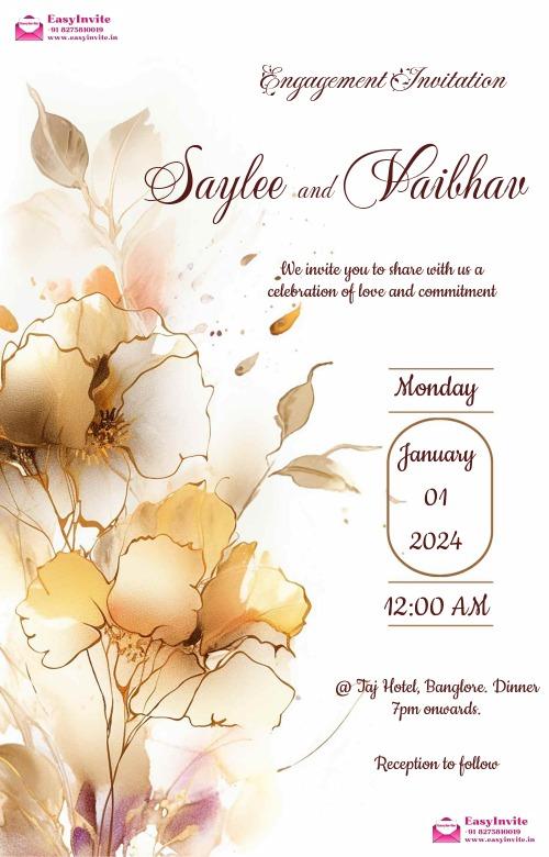 Simple Engagement Invitation Card - Free Customization - Invitation Card Template