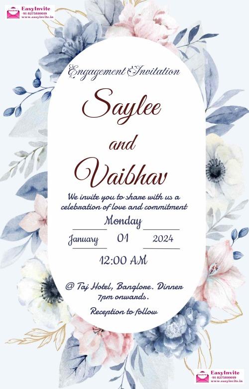 Stylish Engagement Invitation Card - Free Personalization - Invitation Card Template