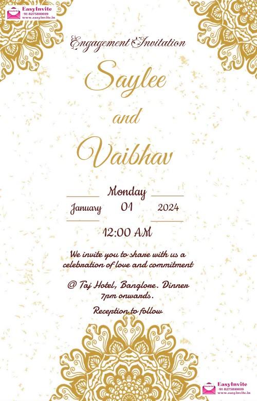 Vintage Engagement Invitation Card - Free Personalization - Invitation Card Template