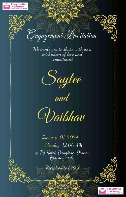 Floral Engagement Invitation Card - Free Customization - Invitation Card Template