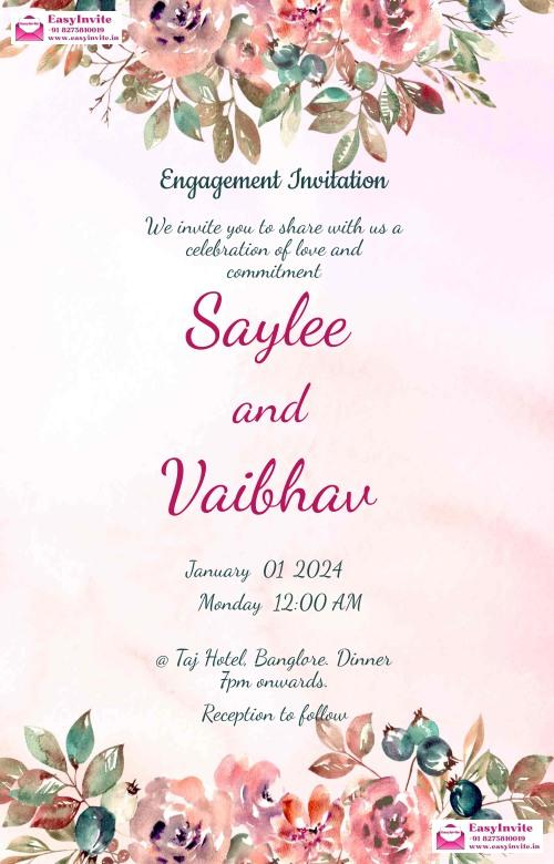 Simple Engagement Invitation Design - Free Personalization - Invitation Card Template