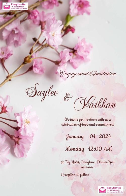 Elegant Engagement Invitation Card - Free Editing - Invitation Card Template