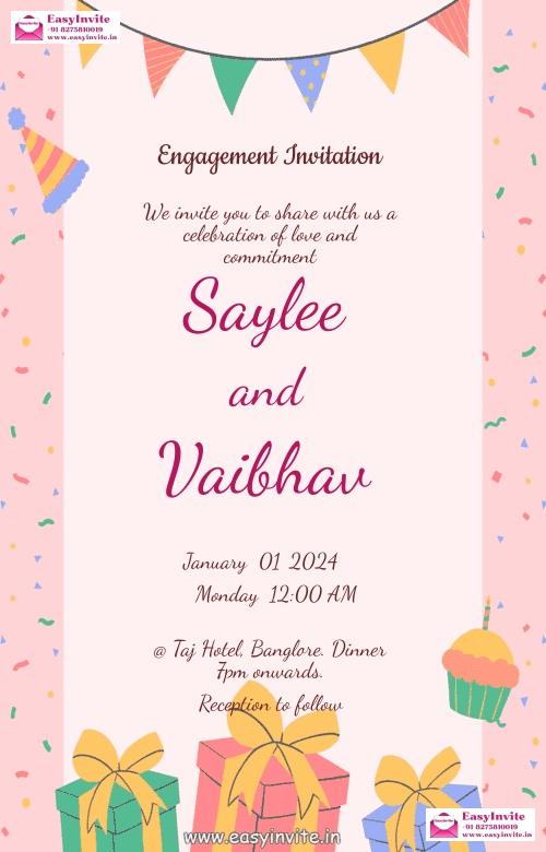 Customizable Engagement Invitation Card - Free Editing - Invitation Card Template