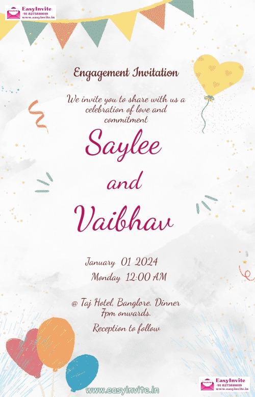 Vintage Engagement Invitation Card - Free Personalization - Invitation Card Template