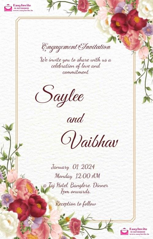 Stylish Engagement Invitation Card - Free Online Editing - Invitation Card Template