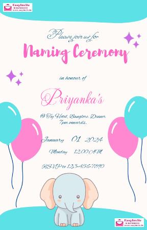 baby naming ceremony invitation card maker online free - Invitation Card Template