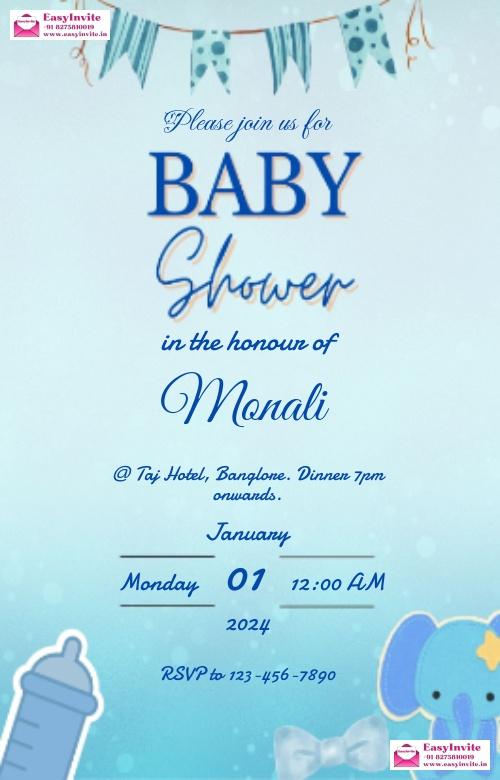 Premium Godh Bharai Invitation Card Design for Indian Baby Shower - english baby-shower invitation card template