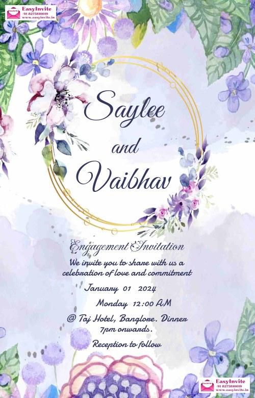 Elegant Engagement Invitation Card - Free Customization - english engagement invitation card template