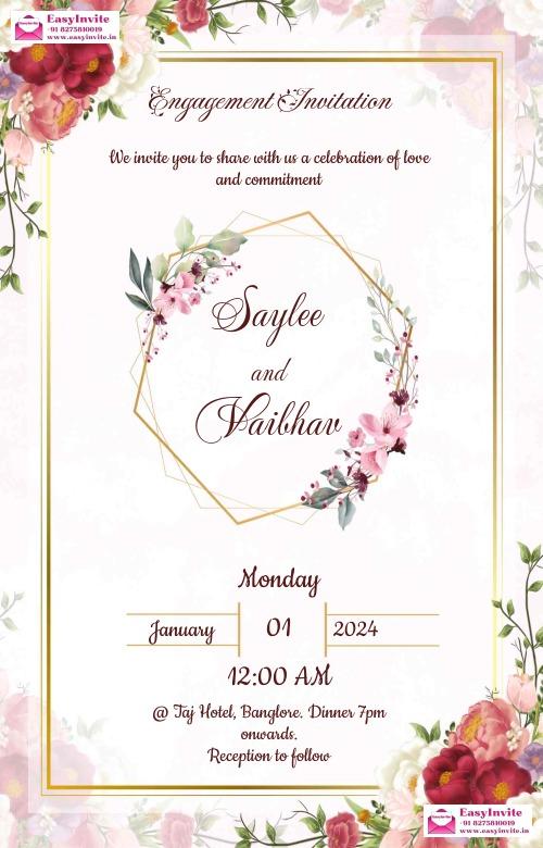 Elegant Engagement Card Design - Free Personalization - english engagement invitation card template
