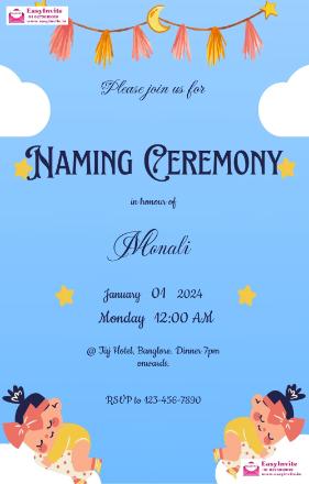 naming ceremony invitation card template - english naming-ceremony invitation card template