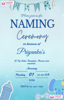 naming ceremony invitation card online free - english naming-ceremony invitation card template