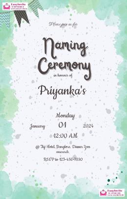 naming ceremony invitation card maker - english naming-ceremony invitation card template